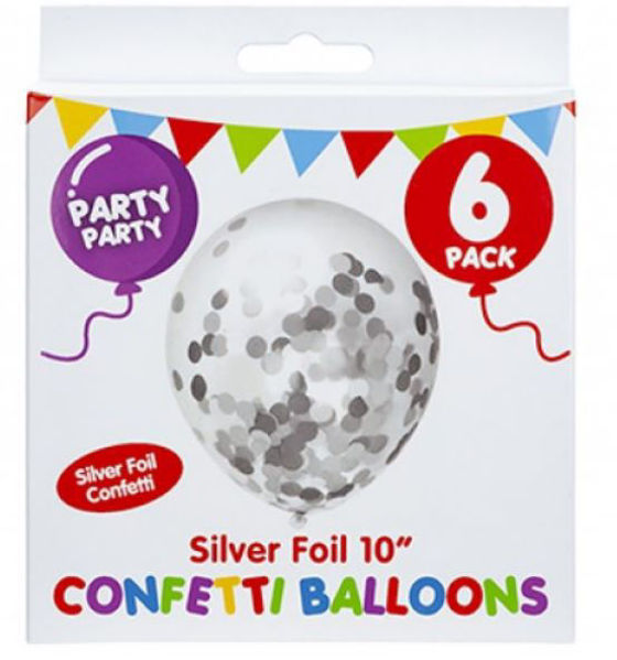 Bild von 6er Pack Konfettiballons SILBER