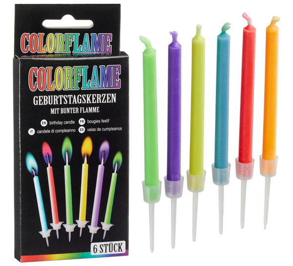 Bild von Geburtstagskerze "Bunte Flamme", ca. 6 cm