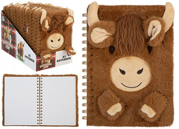 Bild von Highland Cow A5 Plüsch-Notizbuch mit Spiralbindung
